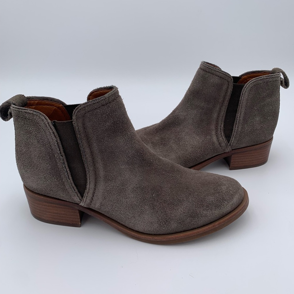 Lucky Brand Gray Suede Chelsea Ankle Boots